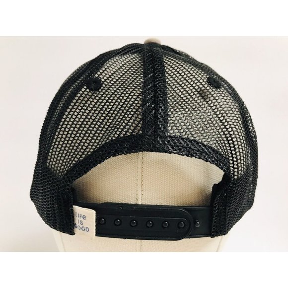 Life Is Good Keep It Simple Patch Gray Black Mesh Distressed Snapback Hat - Picture 4 of 8